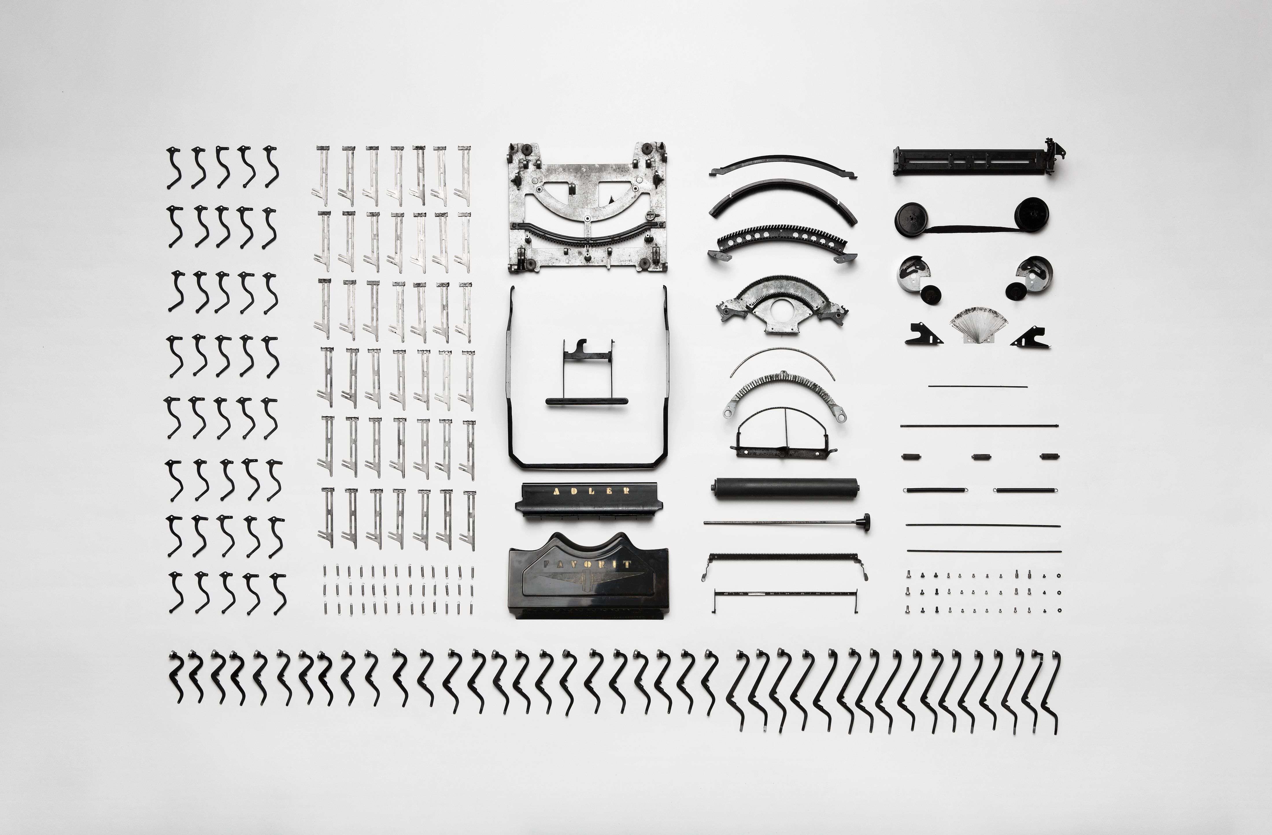 disassembled typewriter